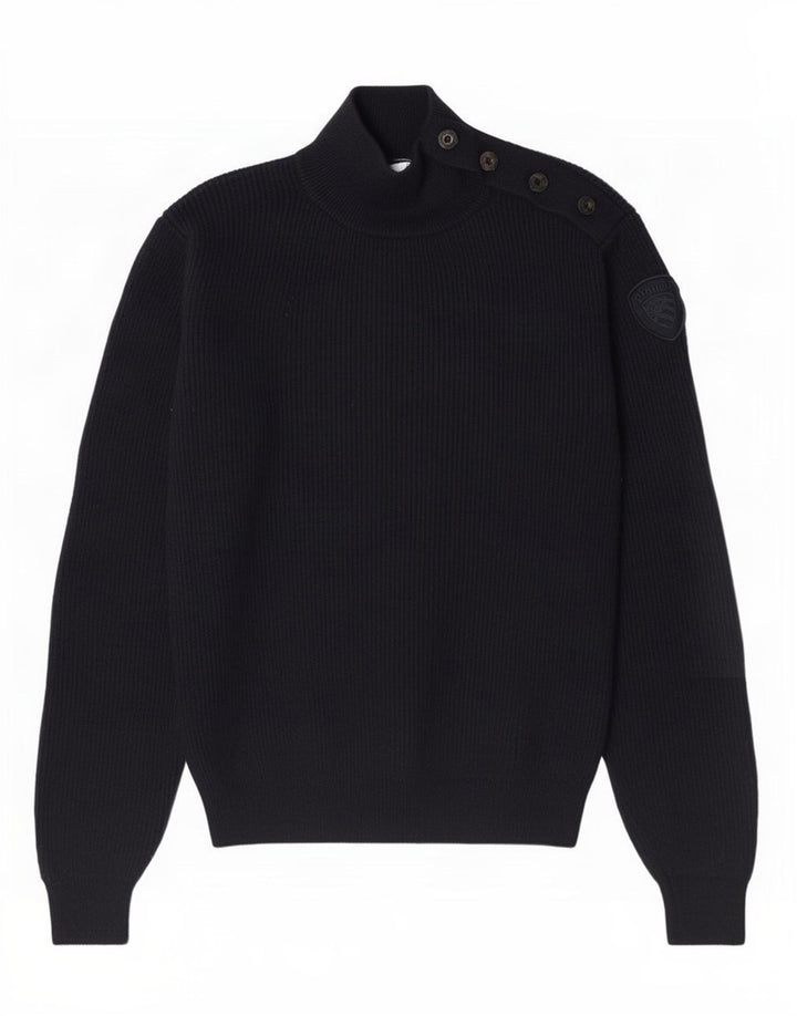 Blauer Herre Turtle Neck Jumper Sweater Medium Navy Blue Uld