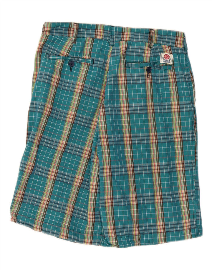 FRANKLIN MARSHALL Mens Chino Shorts W31 Medium Green Check Vintage Franklin Marshall and Second-Hand Franklin Marshall from Messina Hembry 