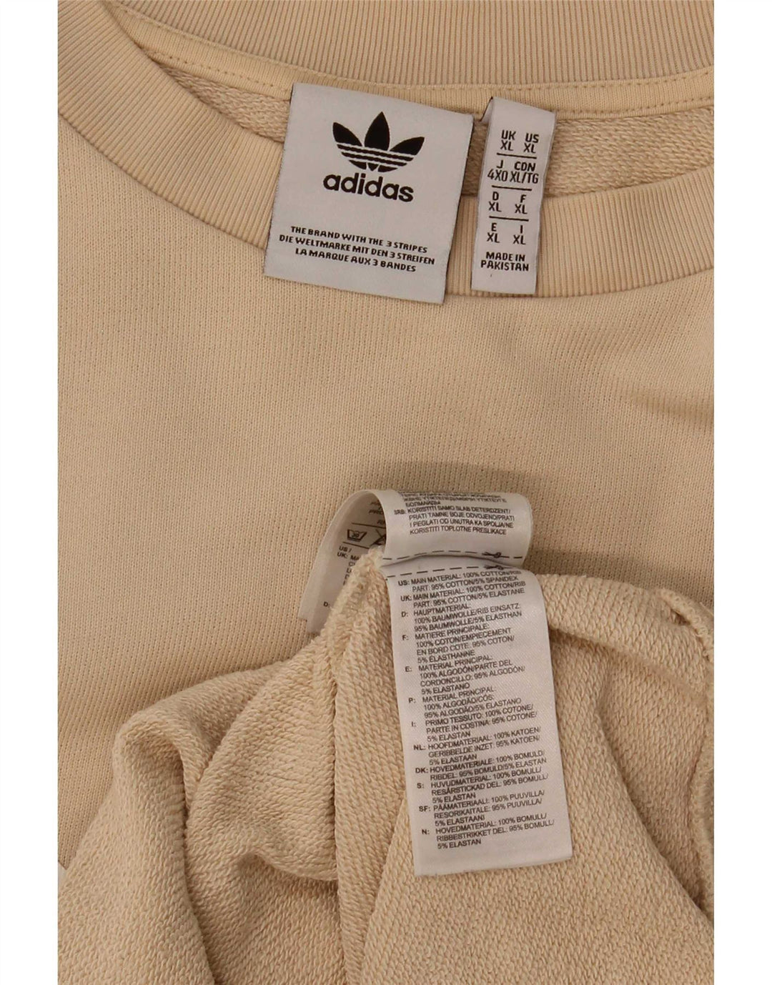 Adidas Graphic Sweatshirt Jumper XL Beige Bomuld