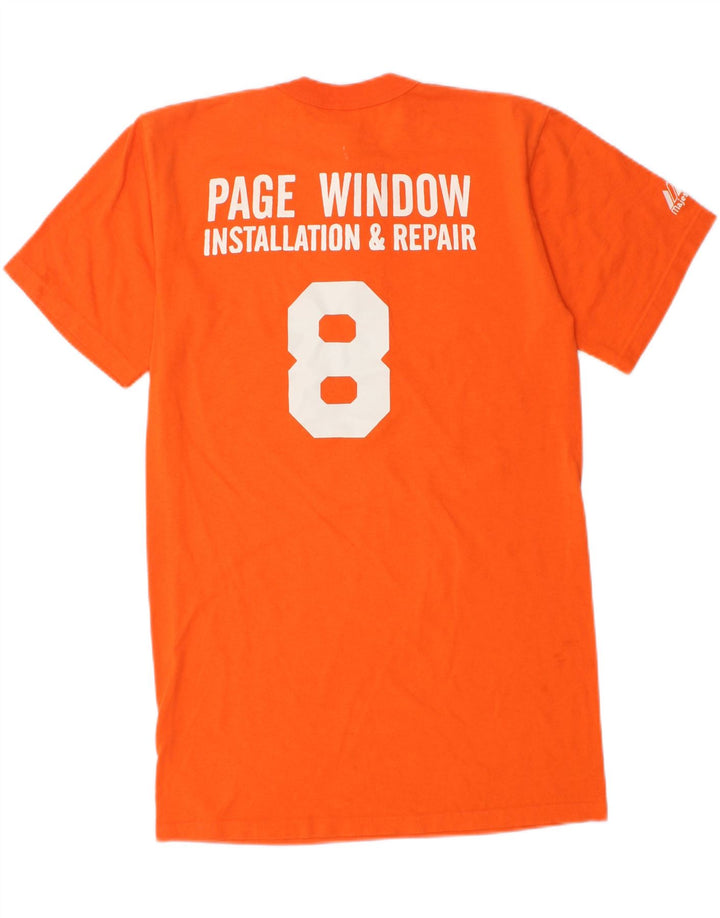 MAJESTIC Mens Graphic T-Shirt Top Small Orange Cotton Vintage Majestic and Second-Hand Majestic from Messina Hembry 