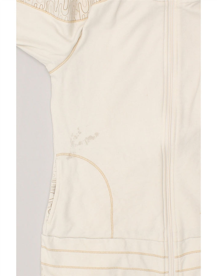 PUMA Womens Abstract Pattern Zip Hoodie Sweater UK 12 Medium White Cotton | Vintage Puma | Thrift | Second-Hand Puma | Used Clothing | Messina Hembry 