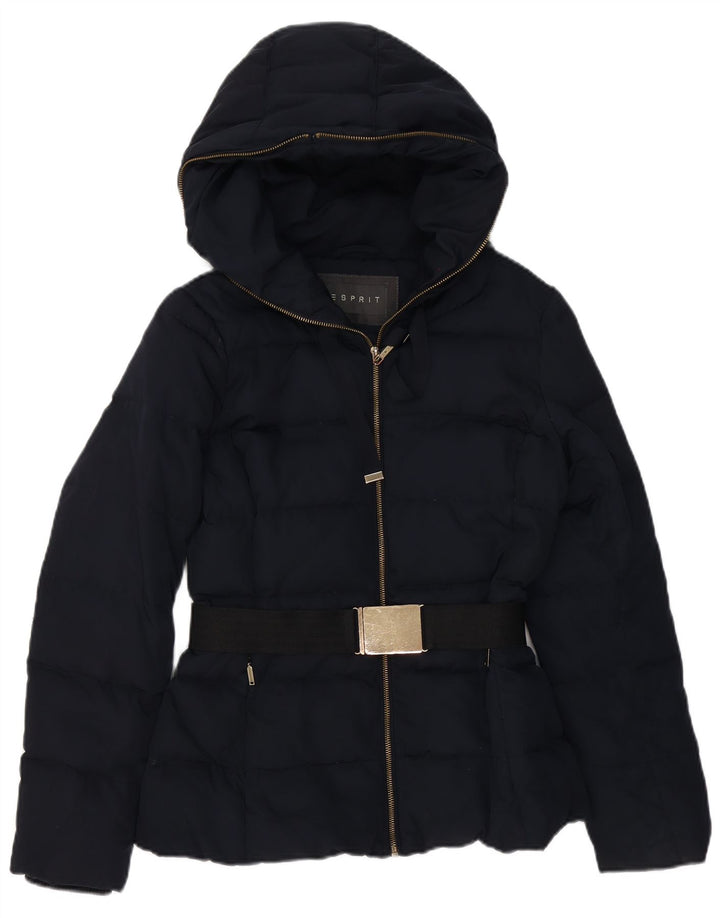 Esprit Dame Hætte Polstret Jakke UK 8 Small Navy Blue Polyester