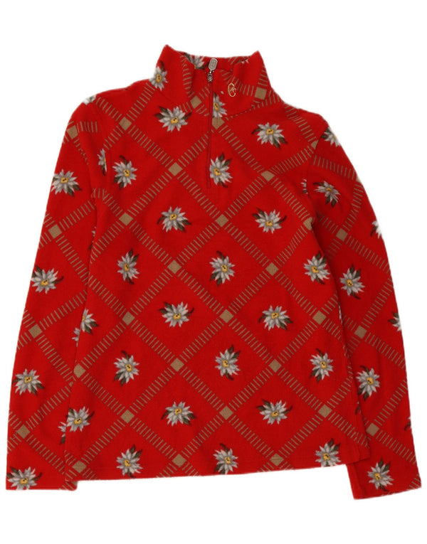 Conte of Florence Fleece Jumper med lynlås til kvinder UK 12 Medium Red Floral