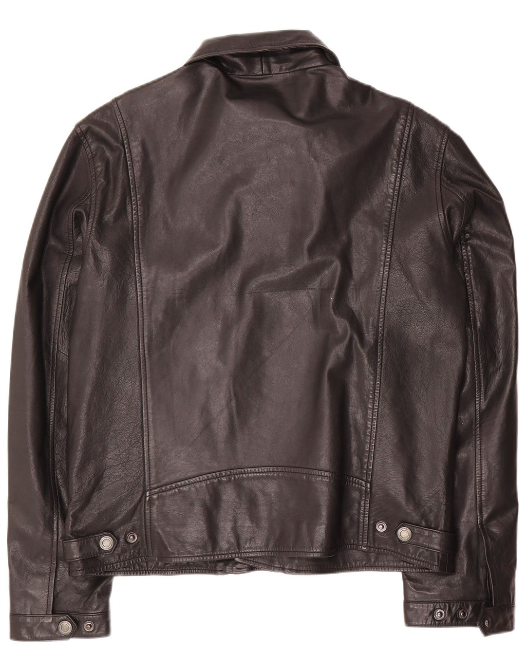 VINTAGE Herre Læder Biker Jacket IT 52 XL Sort Læder