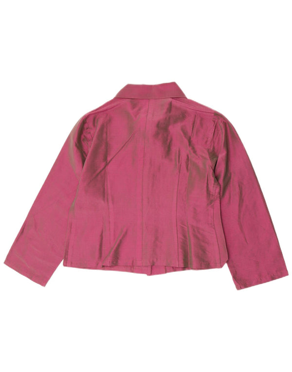 Vintage damebluse med 3/4 ærmer crop skjorte UK 18 XL lilla silke