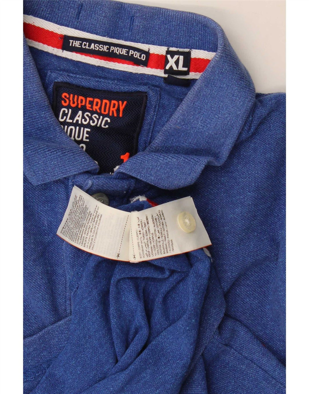 Superdry herre poloshirt XL blå bomuld