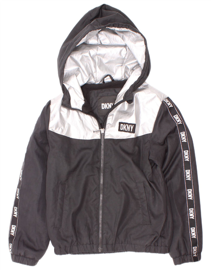 Dkny Boys Graphic Windbreaker Jacket 7-8 Years Small Black Colourblock