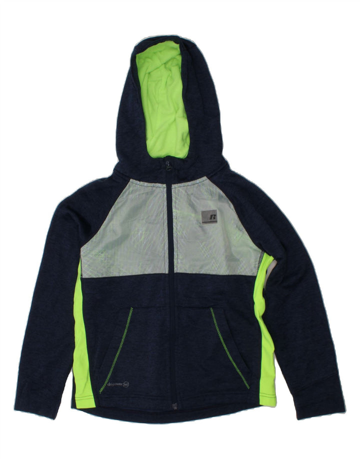 RUSSELL ATHLETIC Boys Zip Hoodie Sweater 7-8 Years Medium Navy Blue Vintage Russell Athletic and Second-Hand Russell Athletic from Messina Hembry 