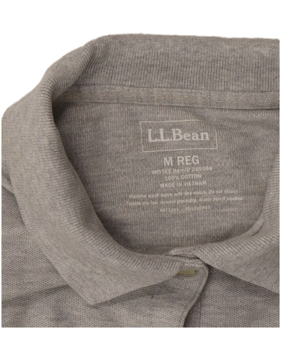 L.L.BEAN Dame poloshirt UK 14 Medium Grey Flecked Bomuld