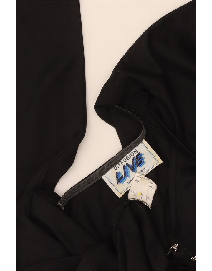 Vintage Dame Langærmet Skede Kjole UK 14 Stor Sort Polyester