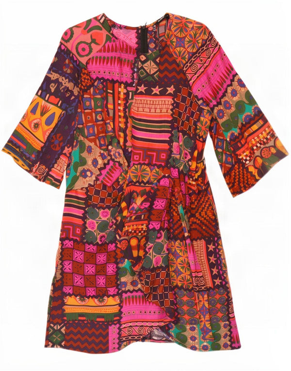 Desigual 3/4 ærmet basiskjole til kvinder EU 44 XL Flerfarvet patchwork
