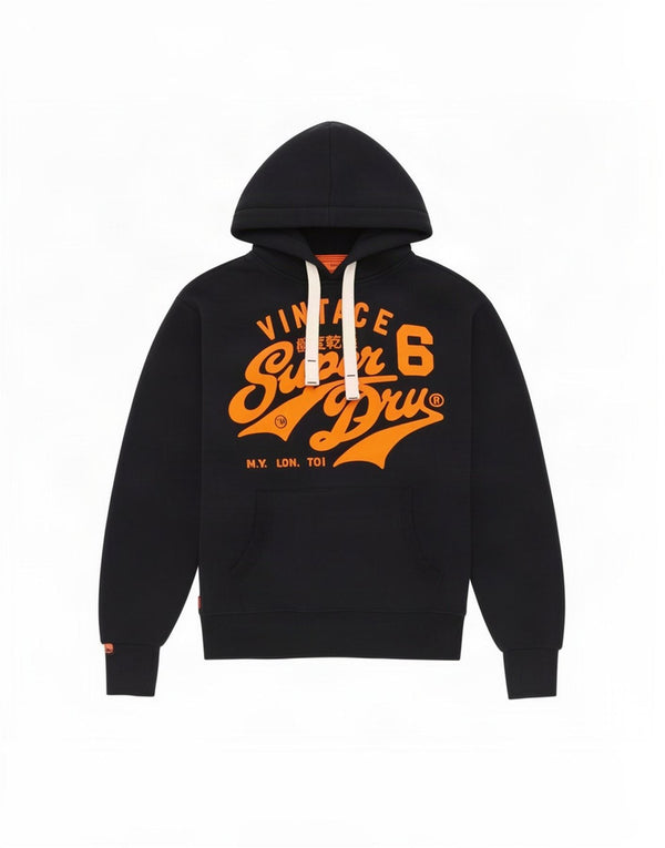 Superdry Grafisk hættetrøje til mænd, lille marineblå bomuld