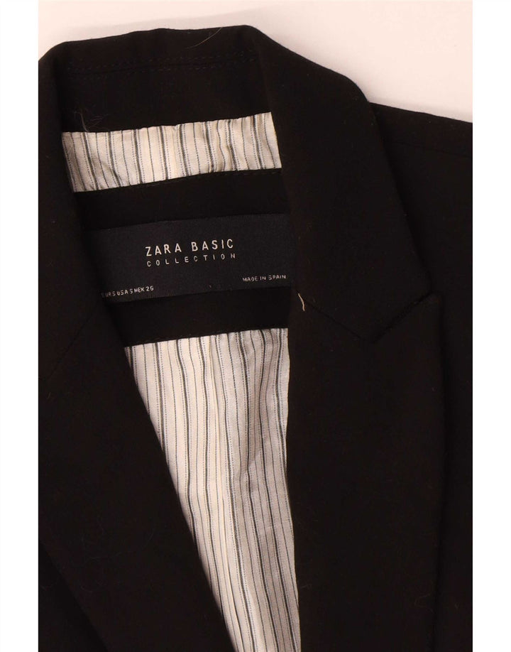 Zara Dame 1 Knap Blazer Jacket UK 10 Small Black Polyester