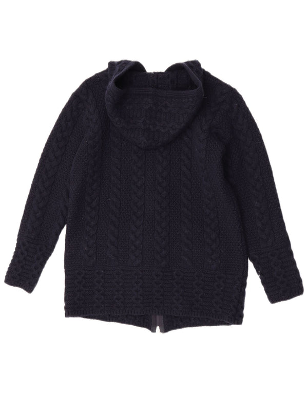 Aran Crafts Dame-hættecardigantrøje UK 6 XS Marineblå Merinould