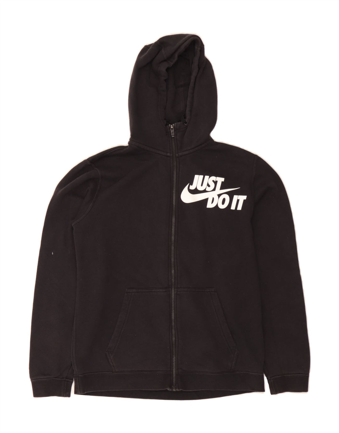 NIKE Mens Graphic Zip Hoodie Sweater Medium Black Cotton Vintage Nike and Second-Hand Nike from Messina Hembry 