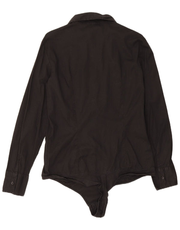 Benetton Womens Shirt Bodysuit UK 14 Stor sort bomuld