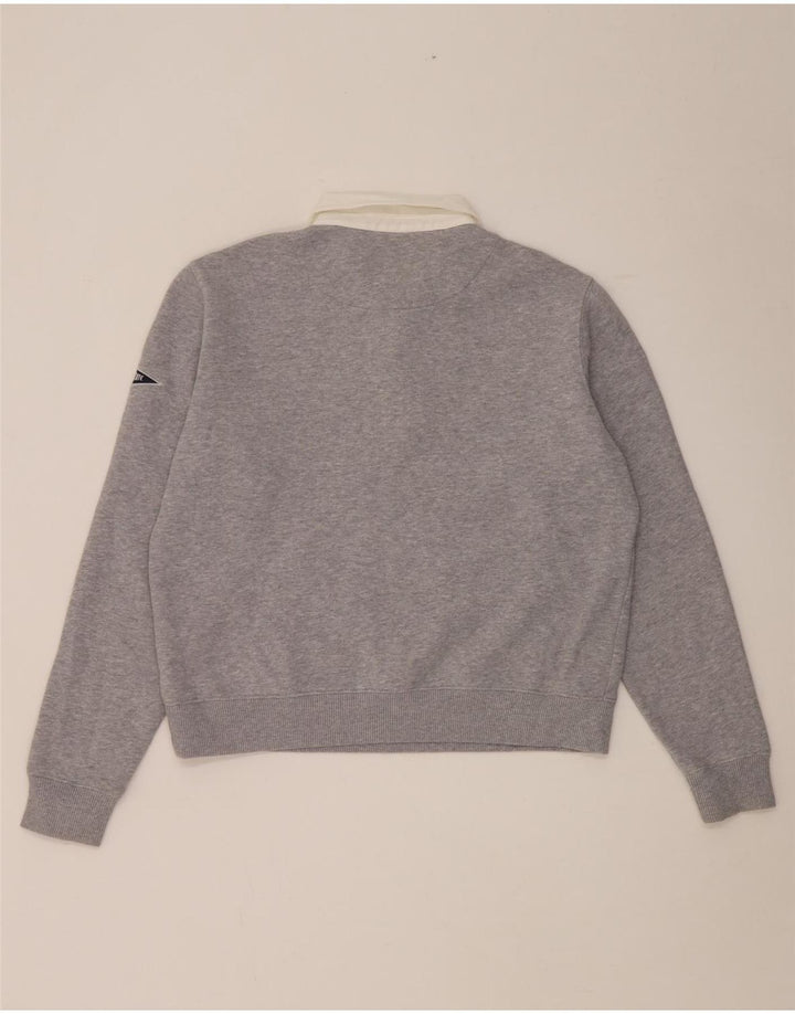 Superdry Dame Oversized Polo Neck Sweatshirt Jumper UK 12 Medium Grey