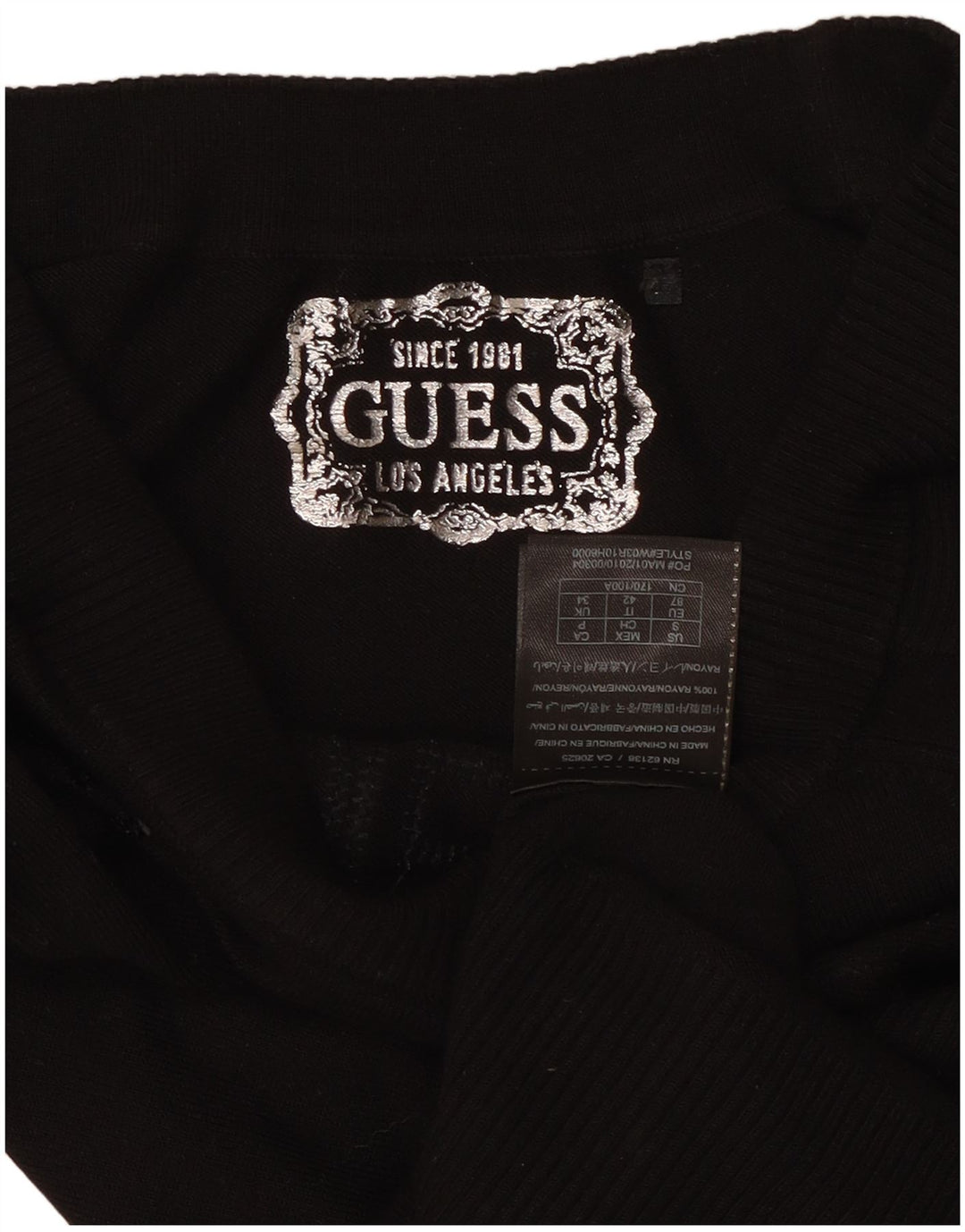 GUESS Dame grafisk bådhals sweater UK 8 Small Black