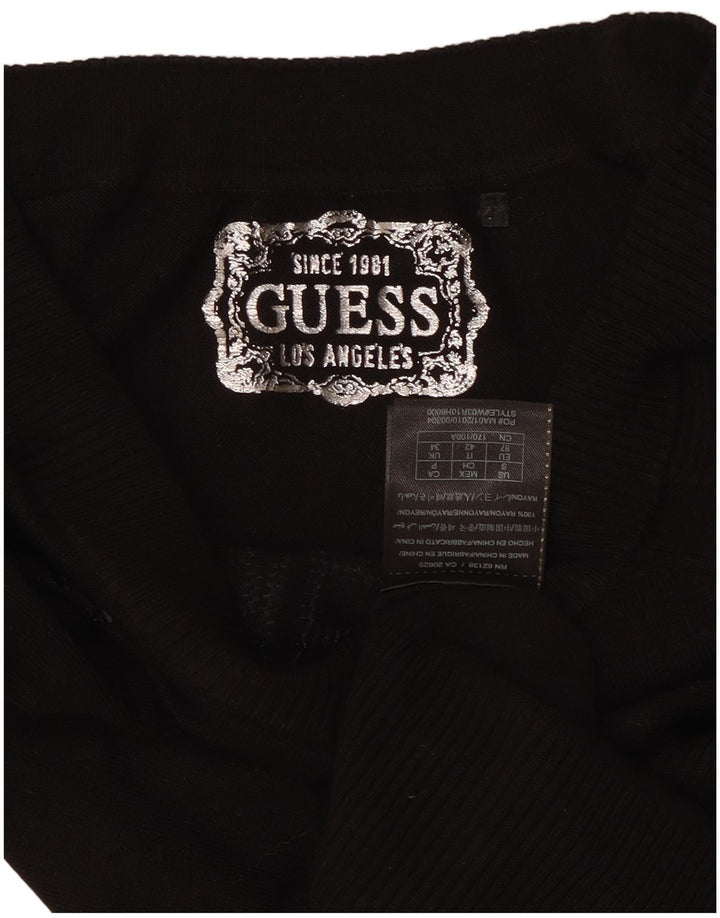 GUESS Dame grafisk bådhals sweater UK 8 Small Black