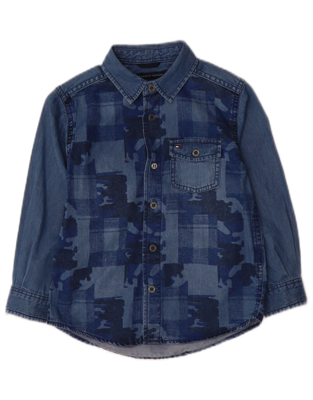 TOMMY HILFIGER Denimskjorte til drenge 3-4 år Blå Camouflage Bomuld