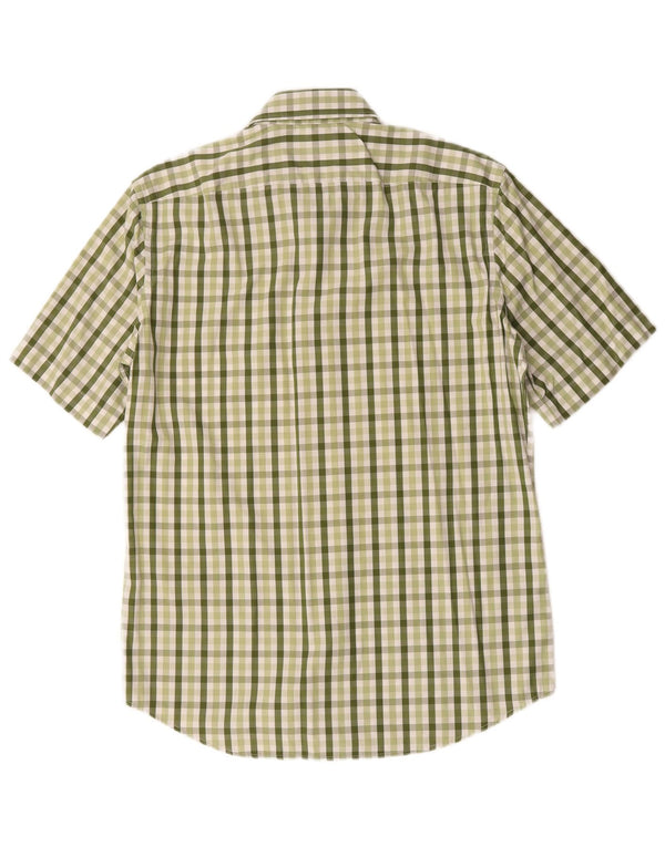 Hugo Boss Kortærmet Herreskjorte Størrelse 40 15 3/4 Medium Grøn Gingham