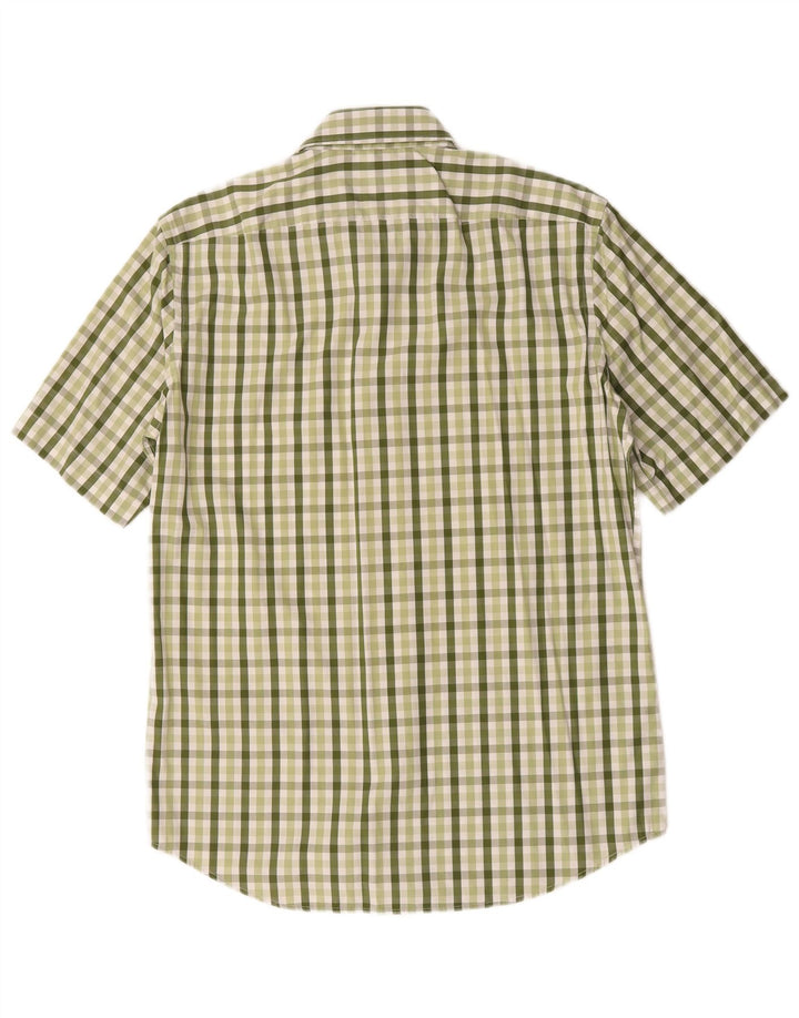 Hugo Boss Kortærmet Herreskjorte Størrelse 40 15 3/4 Medium Grøn Gingham