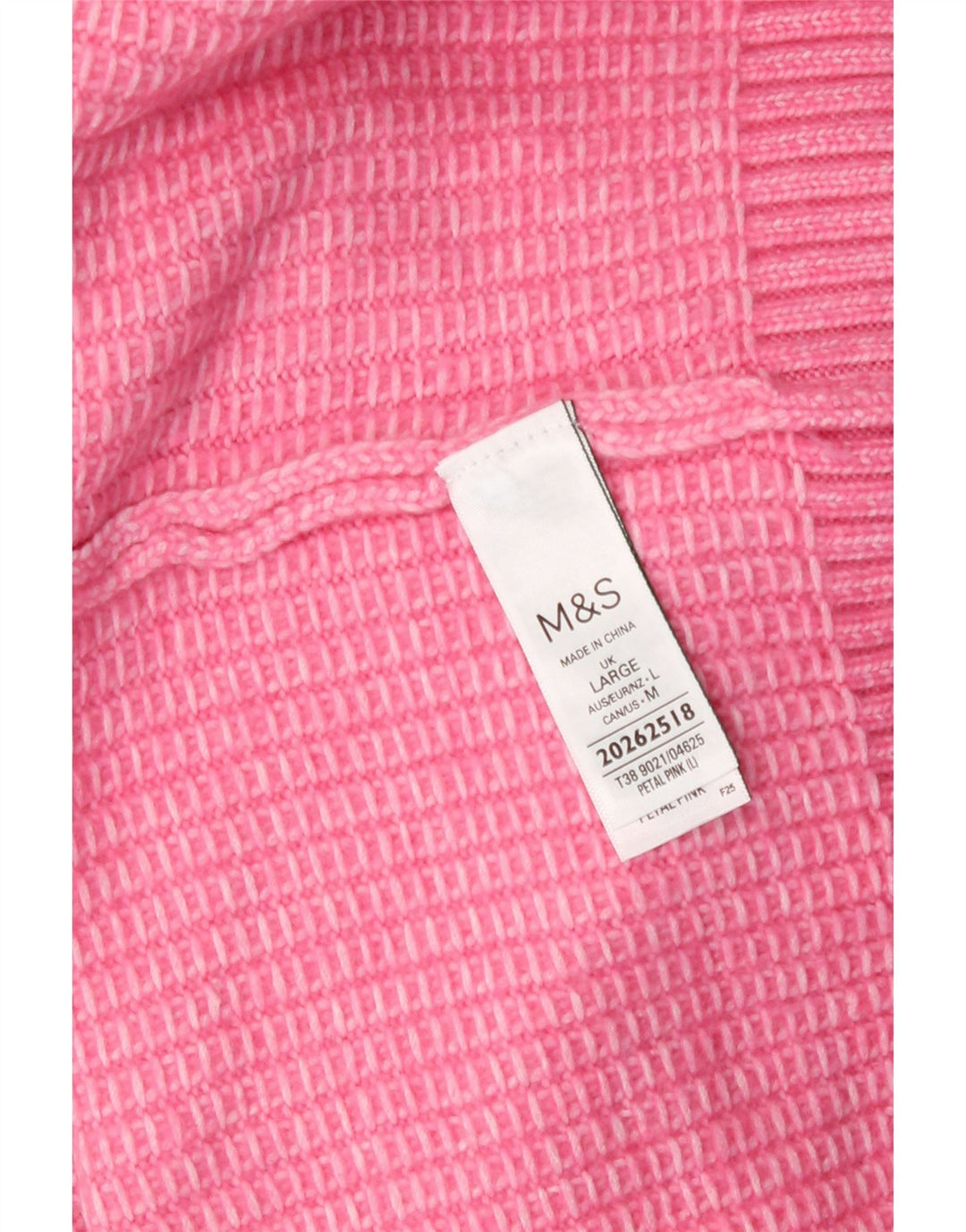 Marks & Spencer Dame Rullehals Sweater UK 16 Large Pink Polyester