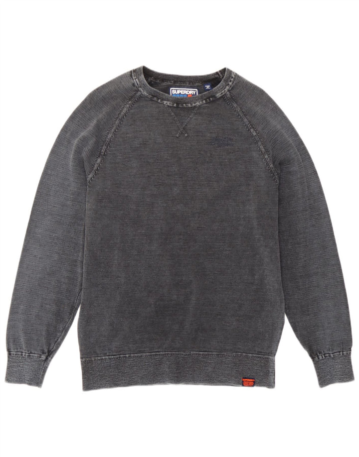 Superdry Dame Sweatshirt Jumper UK 16 Stor Grå Bomuld