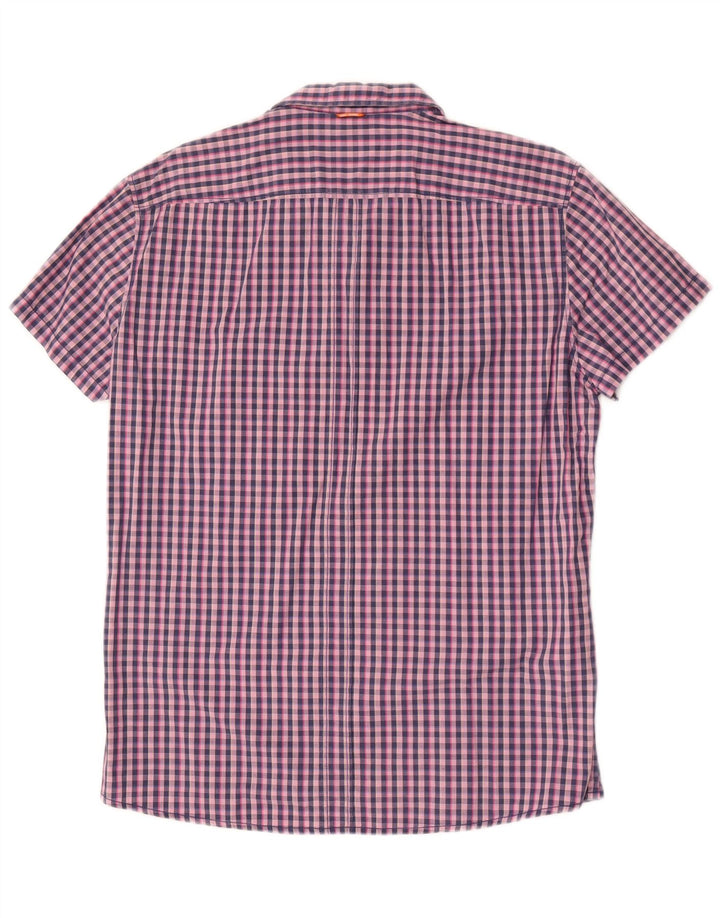 Hugo Boss Kortærmet Herreskjorte Stor Pink Gingham