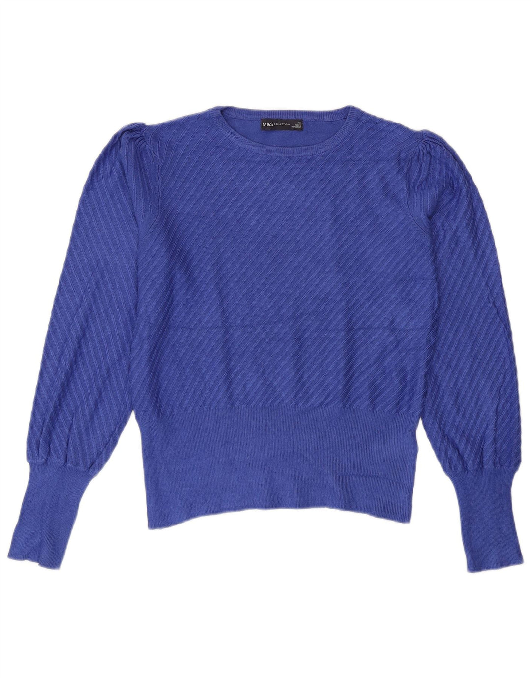 Marks & Spencer Dame Boat Neck Jumper Sweater UK 12 Medium Blue Viscose