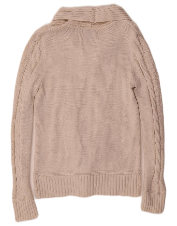 Chaps Dame Shawl Neck Jumper Sweater UK 12 Medium White Bomuld