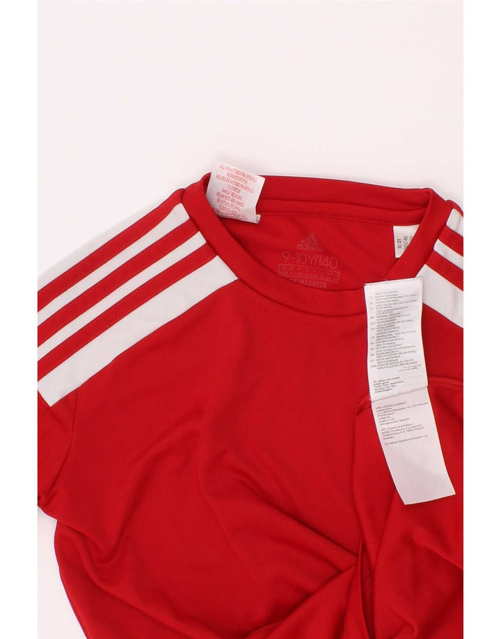 Adidas Boys Aeroready T-Shirt Top 9-10 År Rød Colourblock Polyester