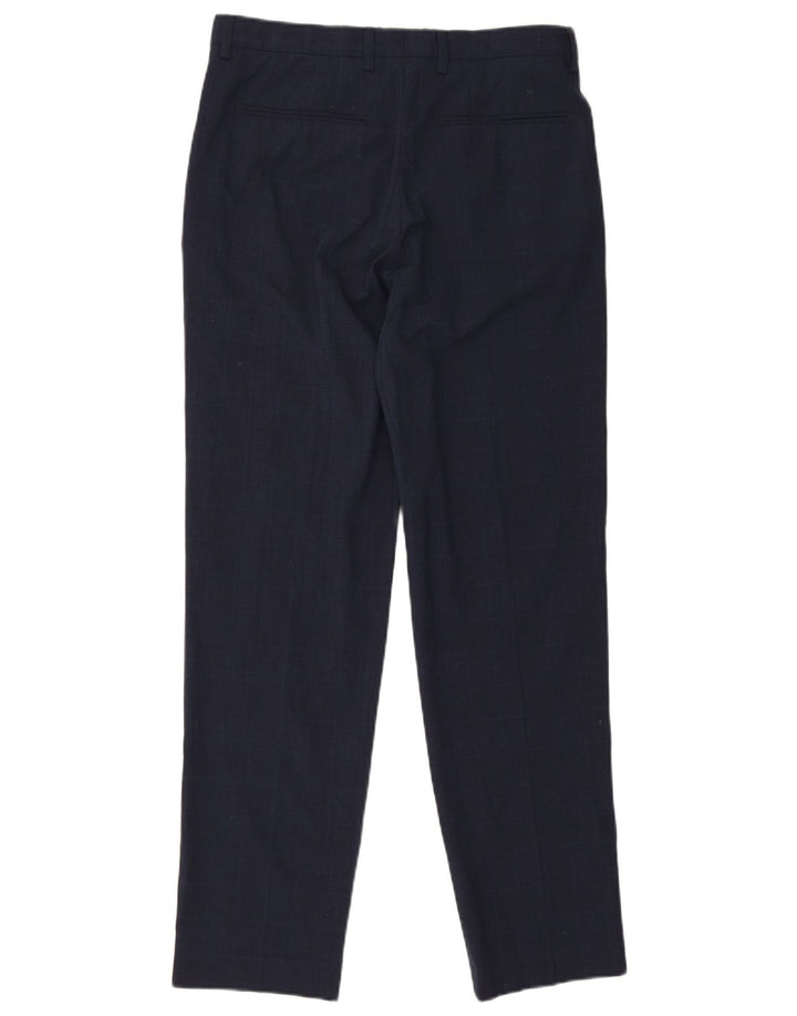 Zara Herre Slim Chino Bukser EU 38 Small W30 L29 Marineblå Ternet polyester
