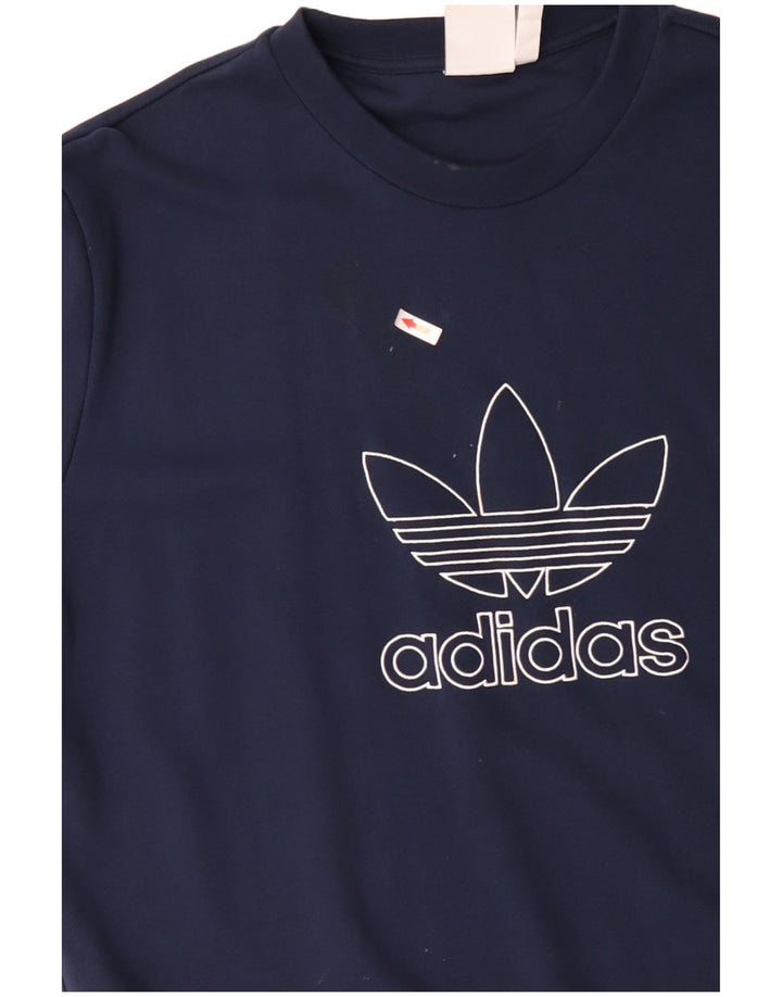 ADIDAS grafisk sweatshirt til mænd XL marineblå bomuld