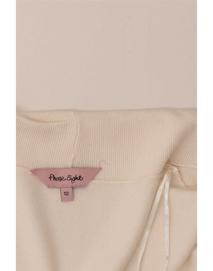 Fase otte kvinder 3/4 ærmer åben Bolero Jumper UK 12 Medium White Viscose