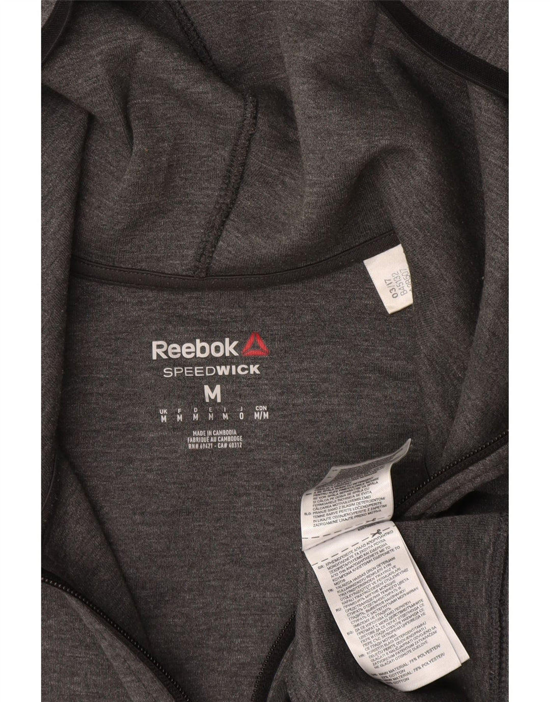 REEBOK Hættetrøje med lynlås til mænd mellemgrå polyester