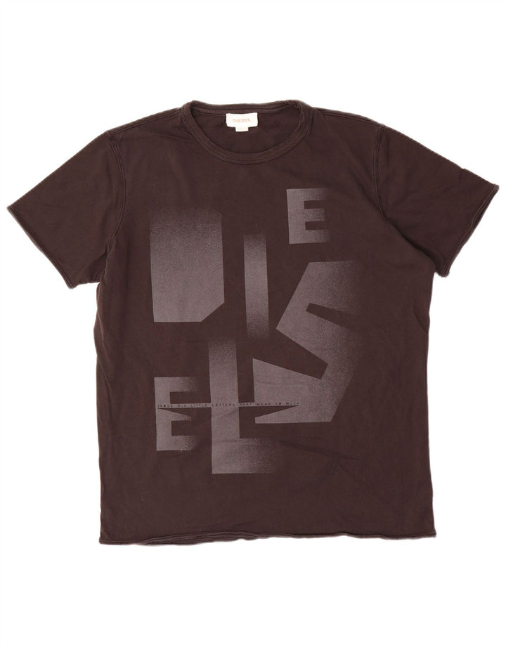Diesel Herre Grafisk T-Shirt Top Stor Sort Bomuld