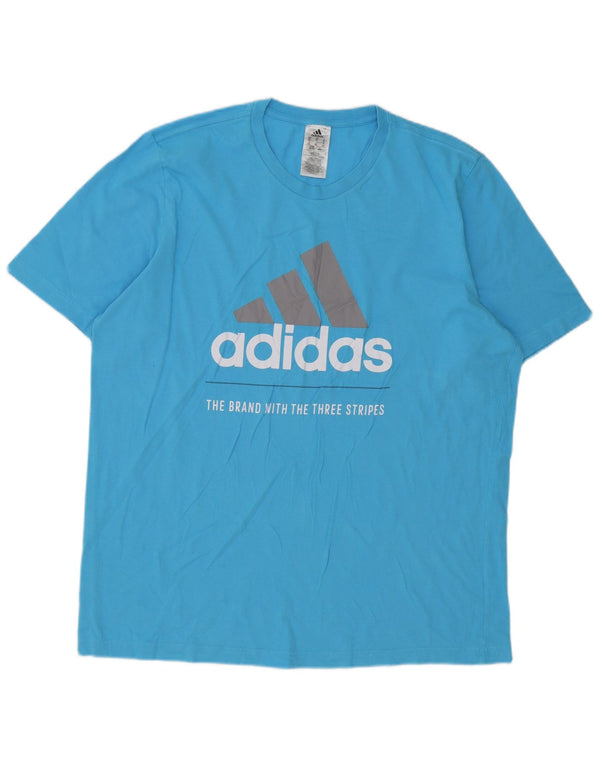 Adidas Grafisk T-shirt top til mænd XL blå bomuld