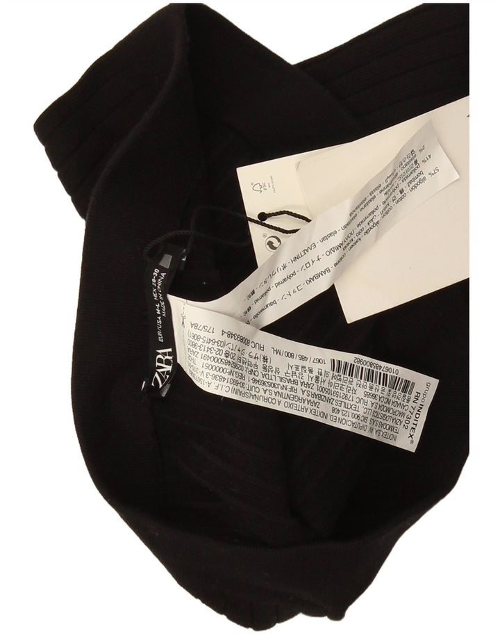 Zara Dame Stigbøjle Leggings UK 12 Medium Sort Bomuld