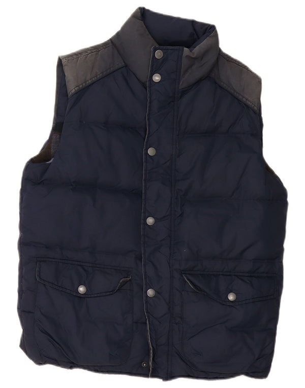 FAT FACE Herre Polstret Gilet UK 38 Medium Navy Blue Colourblock Nylon