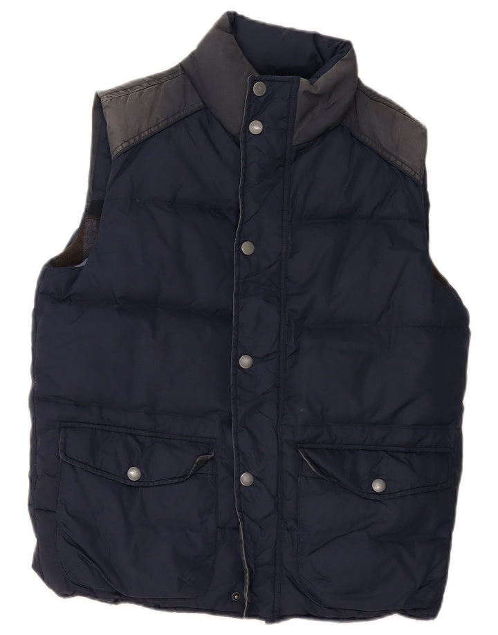 FAT FACE Herre Polstret Gilet UK 38 Medium Navy Blue Colourblock Nylon
