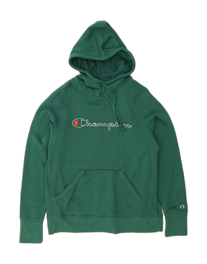 CHAMPION Mens Graphic Hoodie Jumper Medium Green Cotton Vintage Champion and Second-Hand Champion from Messina Hembry 