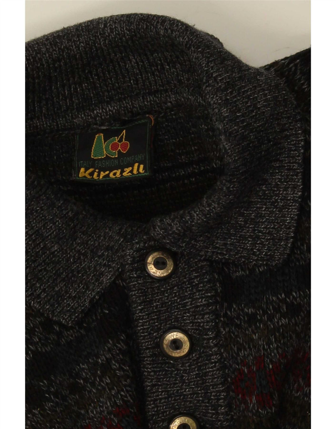 Vintage herre poloshirt XL Grey Fair Isle