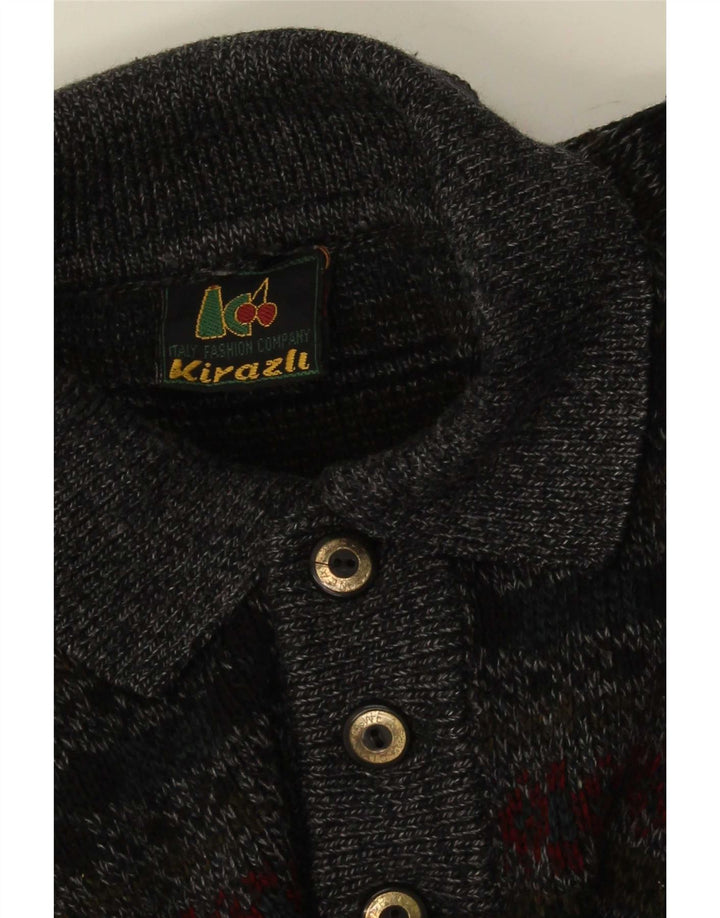 Vintage herre poloshirt XL Grey Fair Isle