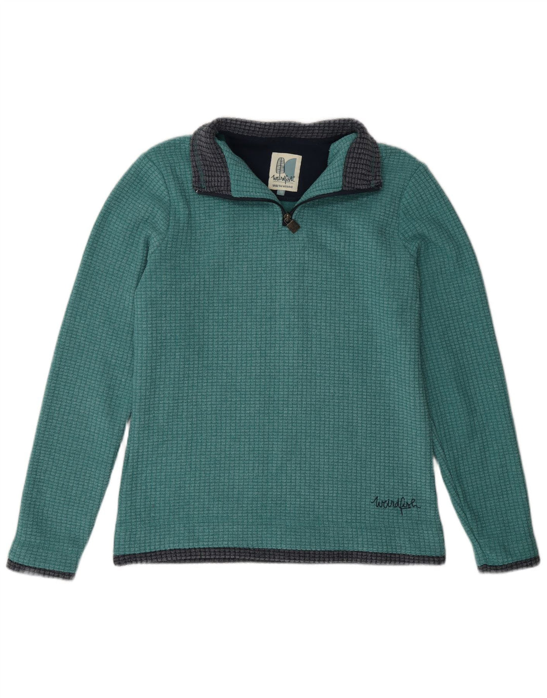 Weird Fish Dame Oversized Zip Neck Fleece Jumper UK 10 Small Green
