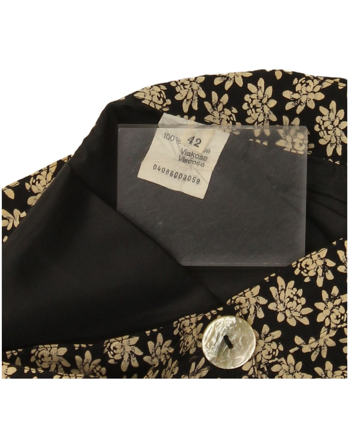 Vintage Kvinders Mini Wrap Nederdel IT 42 Medium W26 Black Floral Viscose