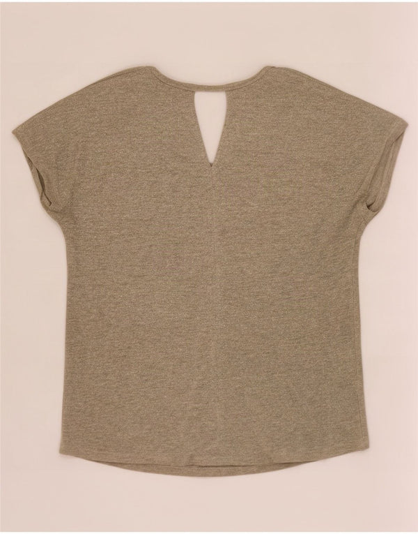 Massimo Dutti Dame Oversized T-Shirt Top UK 6 XS Beige Viscose