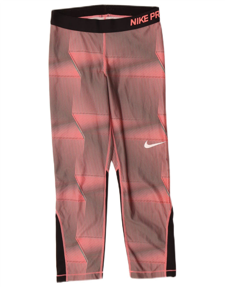Nike Dame Dri Fit Grafiske Leggings UK 14 Medium Pink Geometric
