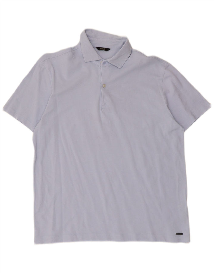 Massimo Dutti Herre Polo Shirt Stor Blå Bomuld