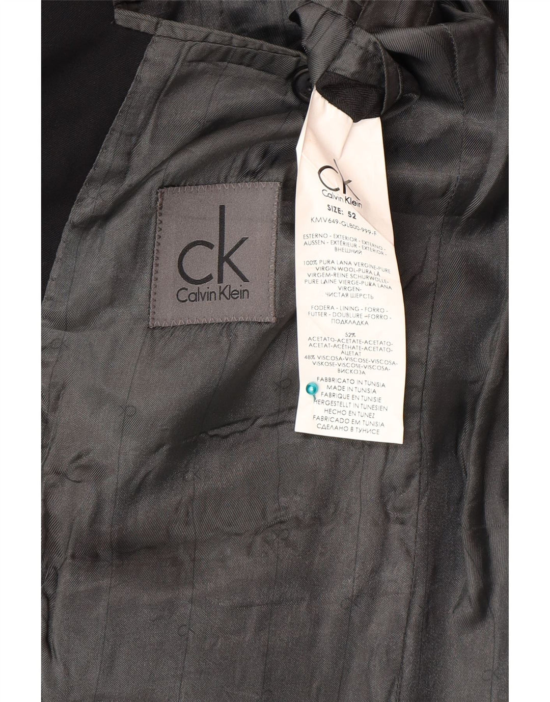 Calvin Klein Herre 2-knaps blazerjakke IT 52 XL Sort Virgin Wool